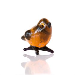 tiny sparrow figurine - glass sculpture - glass art bird statuettes - gift idea for home or desk decor