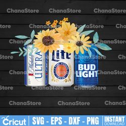 beer cans sunflower digital download png