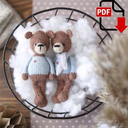 Knitting teddy bear pattern. Tutorial knitting toys