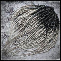 black to grey ombre synthetic goth style dreads. textured or smooth.