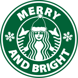 merry and bright svg, merry and bright starbucks svg, christmas starbucks logo svg, christmas svg