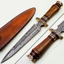 CUSTOM HANDMADE DAMASCUS STEEL HUNTING/BOWIE/DAGGER BOWIE KNIFE HANDLE ROSE WOOD