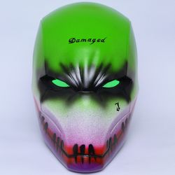 red hood joker style helmet, joker mask, dc cosplay full face helmet joker