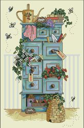 cross stitch pattern garden chest | garden embroidery | vintage cross stitch pattern | simple embroidery chart | pdf