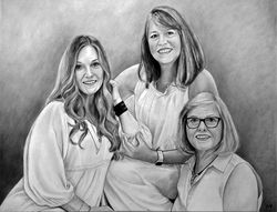 commission hand drawn portrait, drawing from photo, paint from multiple photos, personalized custom gift