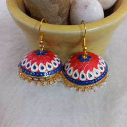 traditional indian handmade meenakari jhumka earrings jhumki for women handpainted brass lightweight ethnic multicolor