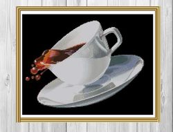 cross stitch pattern cup of coffee | embroidery for the kitchen | modern cross stitch pattern | pdf | instant download