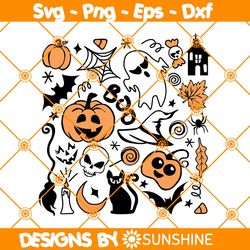 halloween doodle svg, halloween svg, ghost svg, pumpkin svg, boo svg, file for cricut