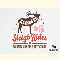 reindeer sleigh ride christmas sign svg