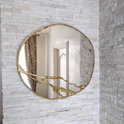 asymmetrical mirror wall decor bronze framed mirror aesthetic mirror modern framed mirror