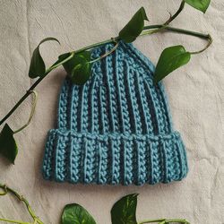 chunky turquoise rib hat