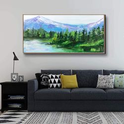 riverside trees- landscape large wall abstract art