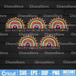 bundle team grade rainbow svg,  back to school svg, teacher rainbow, pencil, kids silhouette png eps dxf decal digital