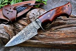 bob cat 10" damascus knife, damascus fixed blade ,hunting knife, with sheath