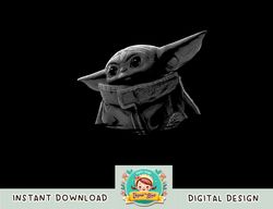 star wars the mandalorian the child black & grey portrait png