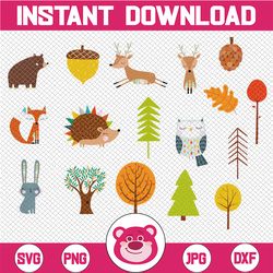 woodland scandinavian forest animals png woodland animals png woodland clipart autumn animals png bear deer raccoon rabb