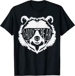 mens funny father's day daddy bear face with sunglasses t-shirt