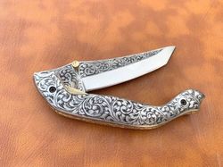 engraved folding knife prestigious handmade engraved pocket knife d2 steel engraved blade handmade folding knife mk936m