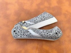 engraved folding knife prestigious handmade engraved pocket knife d2 steel engraved blade handmade folding knife mk930m