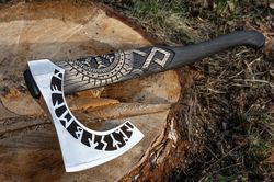 viking forged axe - ragnar, viking axe, personalized hatchet, viking hatchet, bearded axe, camping axe, gift for him