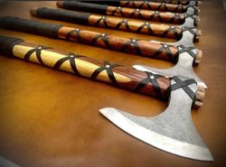 the ultimate viking collection: lot of 7 handmade forged ragnar axe lothbrok battle hatchets