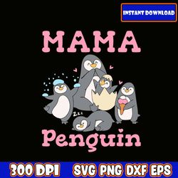 mama penguin svg bundle, mom shirt svg, mother's day gift, mom life, gift for mom, retro mama svg, cut files