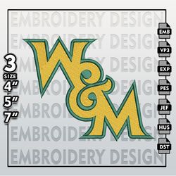 william mary tribe  embroidery designs, ncaa logo embroidery files, ncaa william mary, machine embroidery pattern