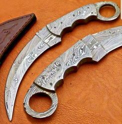 full tang hand forged damascus steel hunting karambit knife with full damascus body: the ultimate hunting experience