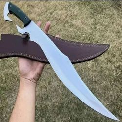 25" custom handmade pure d2 steel falcata sword with leather ,gift sword,custom made,handmade