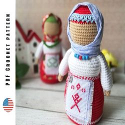 crochet pattern slavic doll bereginya, amigurumi national amulet toy, toys crochet patterns