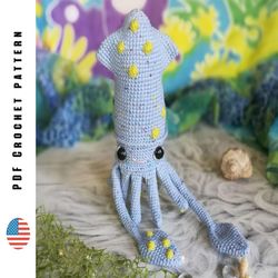 crochet squid pattern, amigurumi sea animal toy, toys crochet patterns