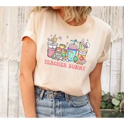 teacher easter coffee shirt, bunny teacher shirt, teacher easter gift, custom teacher shirt, cute easter shirt teacher,