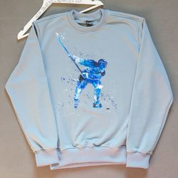 hockey player men sweatshirt, custom hand painted sweater, gift for sport and hockey fan