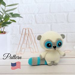 crochet pattern lemur toy. crochet animals amigurumi pattern. crochet patterns toy