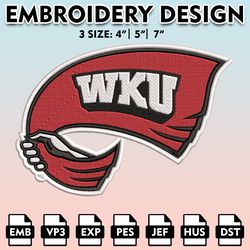 ncaa logo embroidery designs, ncaa wku, western kentucky hilltoppers  embroidery files, machine embroidery designs