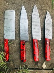 treat mom to the best: handmade damascus steel chef knives set for mother's day