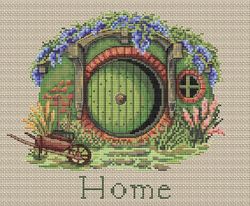 pattern cross stitch hobbit hole summer pdf instant digital download