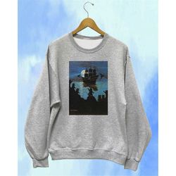 pirate cat and full moon sweatshirt unisex