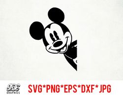 peaking mickey instant download digital file svg, png, eps, jpg, and dxf clip art for cricut silhouette and other cuttin