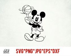 basketball mickey instant download digital file svg, png, eps, jpg, and dxf clip art for cricut