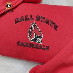 ncaa ball state cardinals embroidered sweatshirt, embroidered shirt, ball state embroidered hoodie, unisex t-shirt