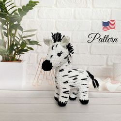 crochet pattern zebra toy. crochet animals amigurumi pattern. crochet patterns toy