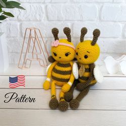 crochet bee pattern, insect amigurumi bee, easy crochet bug pattern, crochet spring pattern, crochet toy pdf pattern