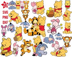 baby winnie pooh svg, baby piglet svg, baby tigger svg, baby eeyore svg png