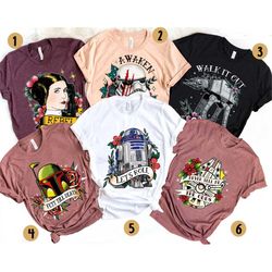 Star Wars Characters Tattoo Art Flower Matching Shirt / Stormtrooper Boba Fett T-shirt / Star Wars Celebration / May The