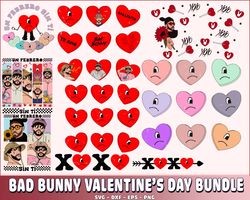 valentines day bad bunny bundle svg, un febrero sin ti valentines day svg, bad bunny conversation hearts