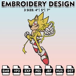 super sonic embroidery designs, sonic the hedgehog embroidery files, cartoon machine embroidery pattern