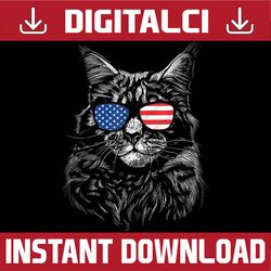 cool american cat - usa america flag & firework 4th july 4th of july, memorial day, american flag, independence day png