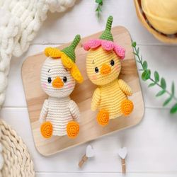 crochet pattern floret the duck amigurumi pdf, duck and flower easy crochet pattern, amigurumi animal, crochet bird