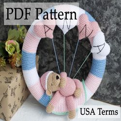 pattern wall decor in the nursery, baby girl door wreath, door wreath crocheted with name for nursery, personalized gift